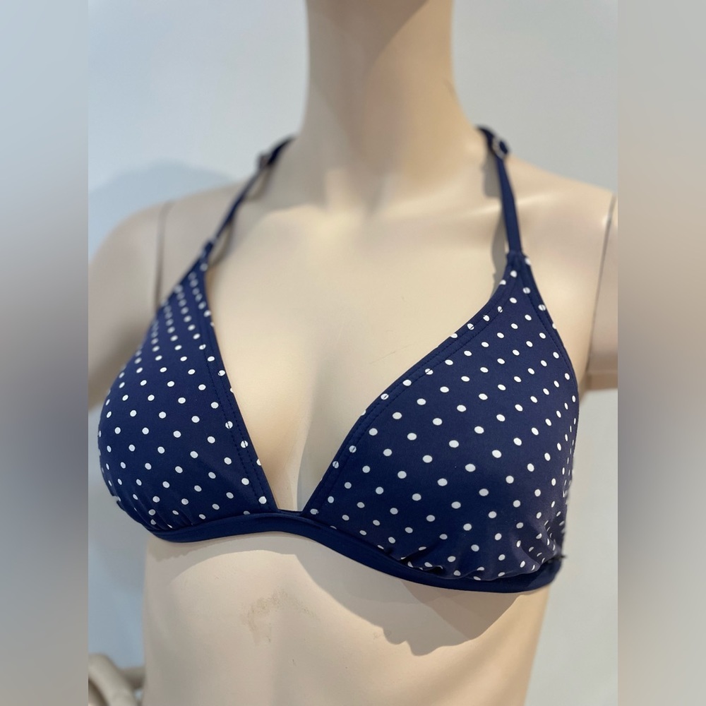 LA VIE EN ROSE | AQUA ~ Polka dot triangle bikini top Size Small